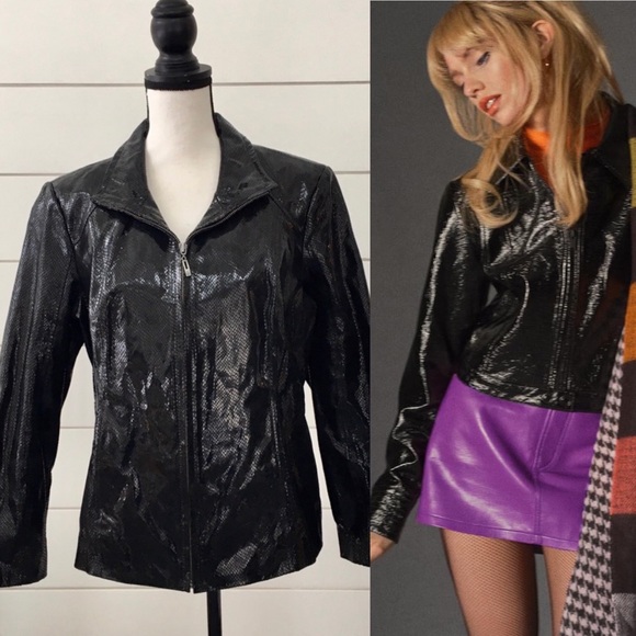 Vintage 90s Snakeskin Leather Jacket - Picture 1 of 6